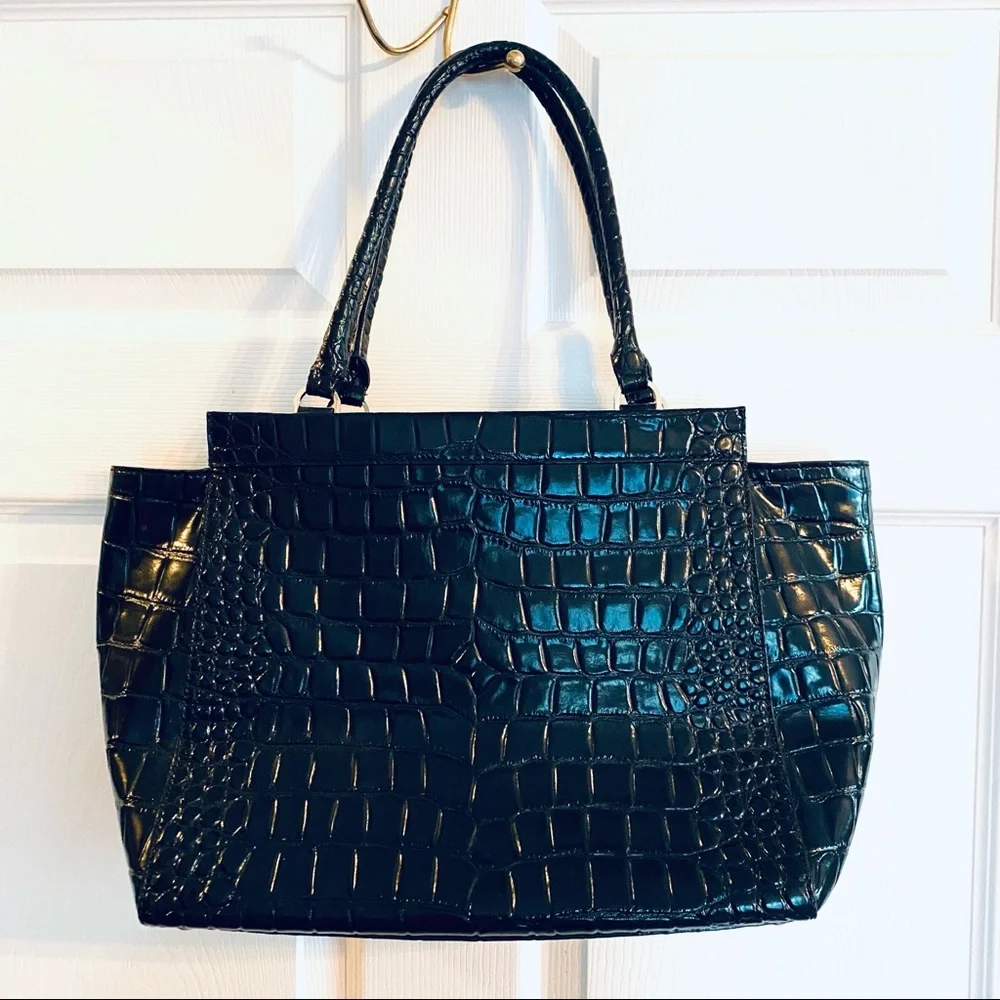 Kate Spade ♠️ Ridgely Avenue Becky Black Crocodile Embossed Satchel 🐊